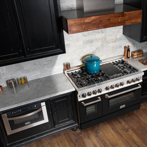 ZLINE 48" 6.0 cu. ft. Dual Fuel Range with Gas Stove and Electric Oven in Stainless Steel and Black Matte Door (RA-BLM-48)