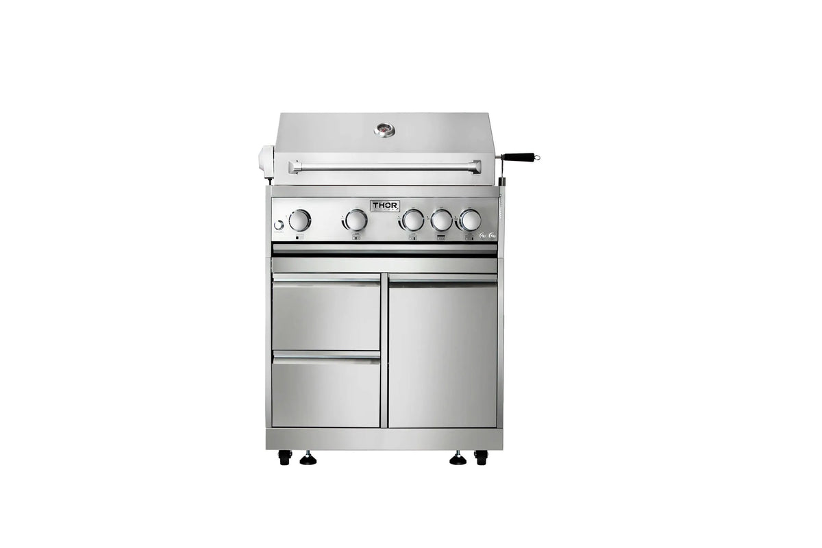 ThorKitchen - 32 Inch 4-Burner Gas BBQ Grill with Rotisserie in Stainless Steel