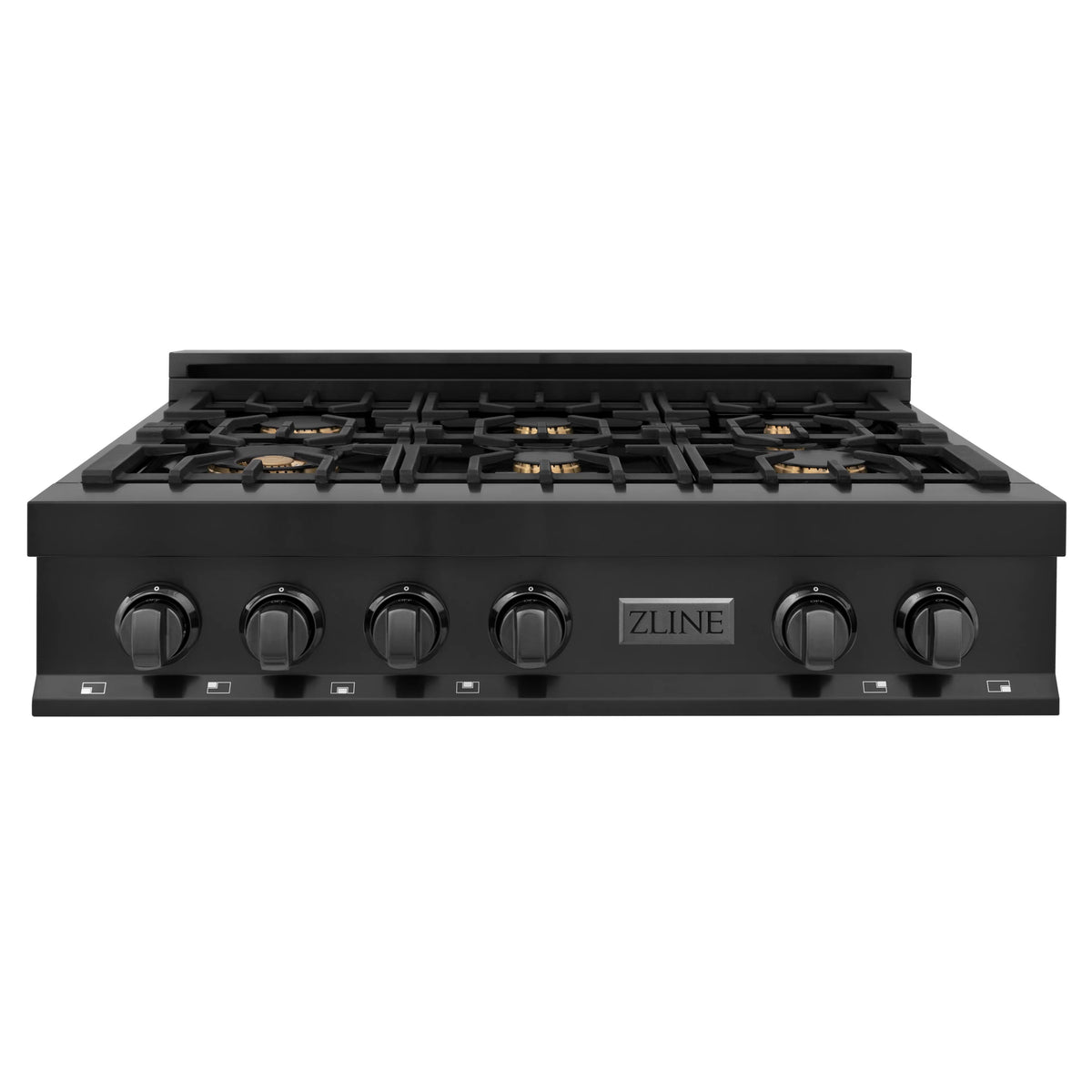 ZLINE - 36&quot; Porcelain Gas Stovetop in Black Stainless Steel with 6 Gas Stainless Steel Burners (RTB-36)
