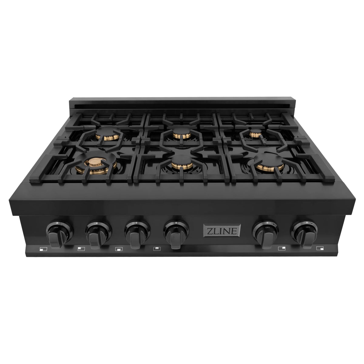 ZLINE - 36&quot; Porcelain Gas Stovetop in Black Stainless Steel with 6 Gas Stainless Steel Burners (RTB-36)