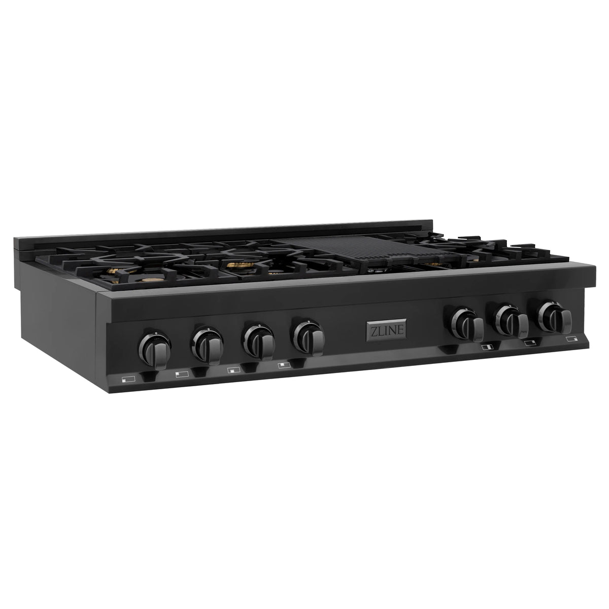 ZLINE - 48 in. Legacy Gas Rangetop with 6 Brass Burners and Porcelain Cooktop in Black Stainless Steel(RTB-BR-48)