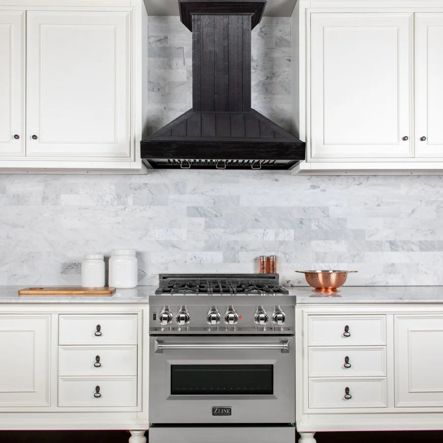 ZLINE - 30&quot; Wooden Convertible Vent Wall Mount Range Hood in Rustic Dark Finish - Includes Motor (KPDD-30)