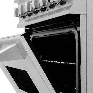 ZLINE - 24 in. 2.8 cu. ft. Legacy Dual Fuel Range with Gas Cooktop and Electric Convection Oven in Satin Stainless Steel with 4 Brass Burners