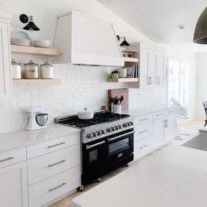 ZLINE 48" 6.0 cu. ft. Dual Fuel Range with Gas Stove and Electric Oven in Stainless Steel and Black Matte Door (RA-BLM-48)