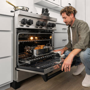 ZLINE - Autograph Edition 30 in. 4.0 cu. ft. Legacy Dual Fuel Range with 4 Burner Gas Cooktop and Electric Convection Oven in Stainless Steel and Matte Black Accents