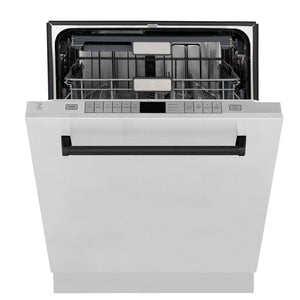 ZLINE - 30" Autograph Edition Kitchen Package with Stainless Steel Dual Fuel Range, Range Hood and Dishwasher with Matte Black Accents