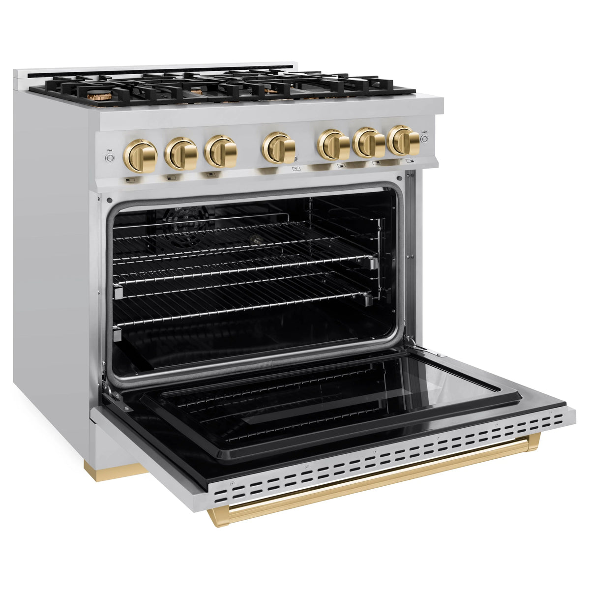 ZLINE - Autograph Edition 36 in. 5.2 cu. ft. Classic Dual Fuel Range with 6 Burner Gas Cooktop and Electric Convection Oven in Stainless Steel with Polished Gold Accents
