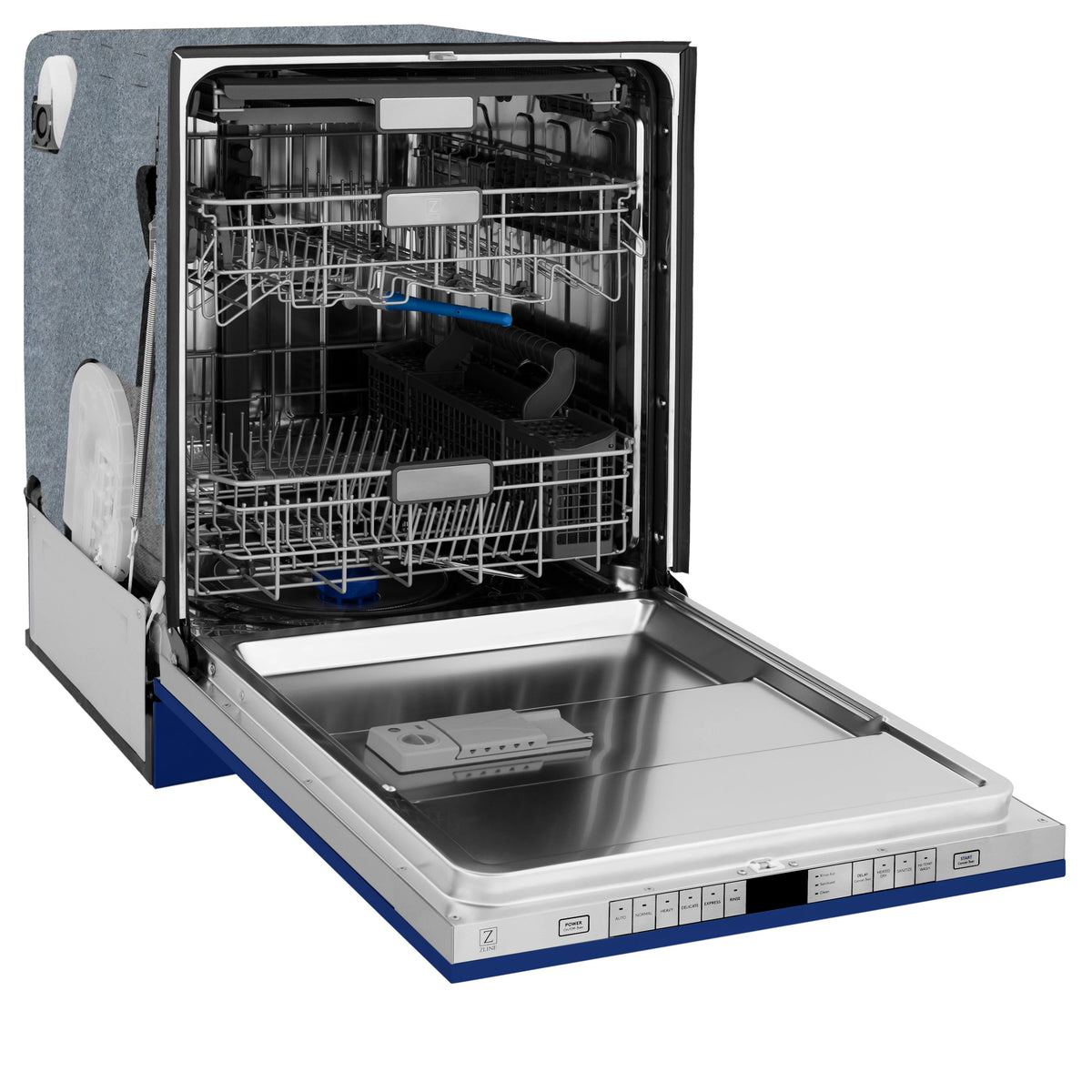 ZLINE 24&quot; Monument Series 3rd Rack Top Touch Control Dishwasher in Blue Gloss with Stainless Steel Tub, 45dBa