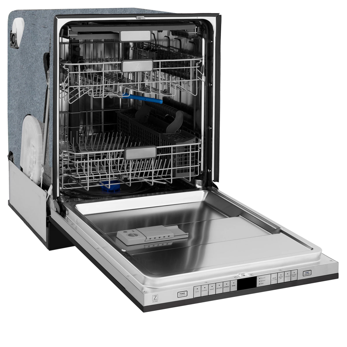 ZLINE 24&quot; Monument Series 3rd Rack Top Touch Control Dishwasher in Black Stainless Steel with Stainless Steel Tub, 45dBa