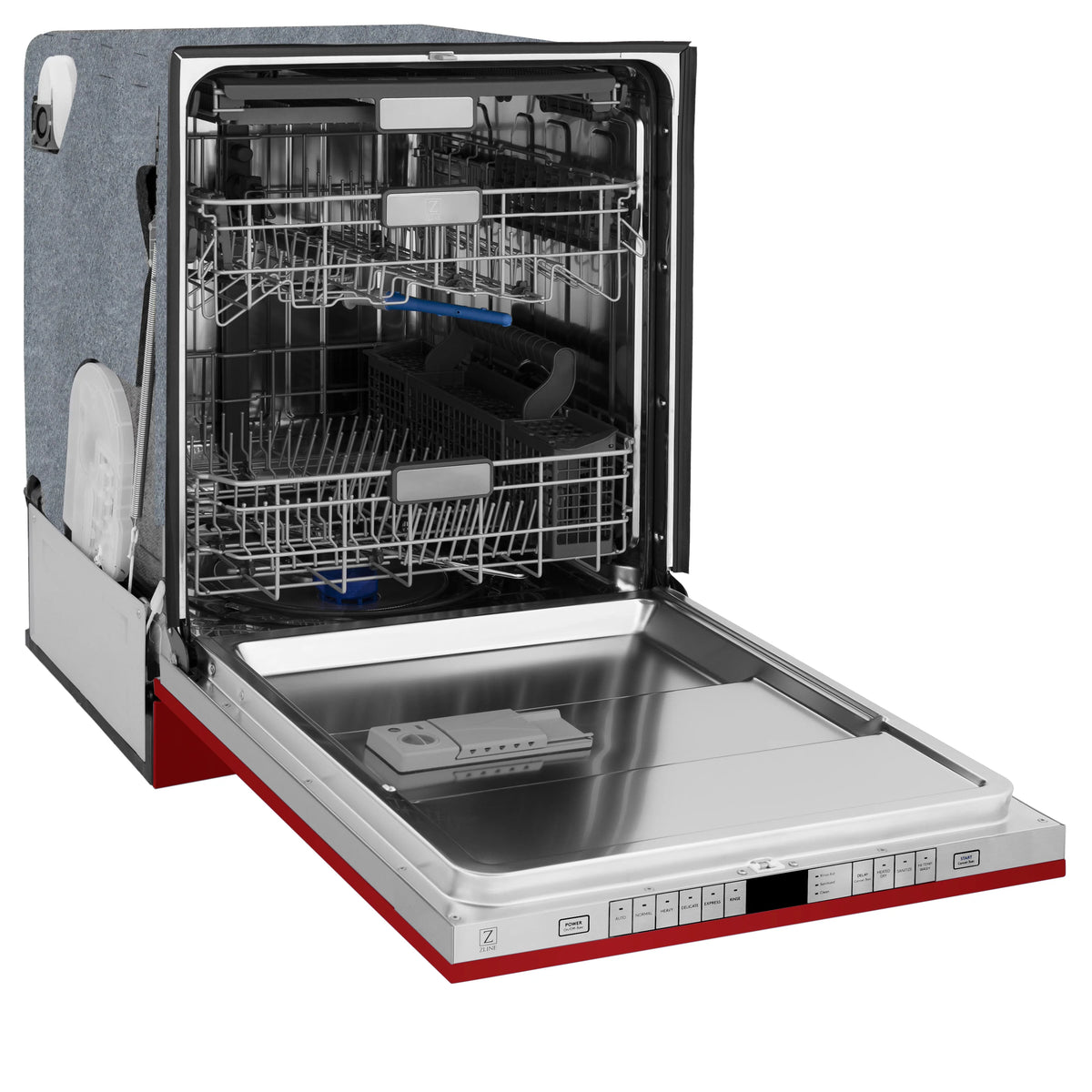 ZLINE 24&quot; Monument Series 3rd Rack Top Touch Control Dishwasher in Red Gloss with Stainless Steel Tub, 45dBa