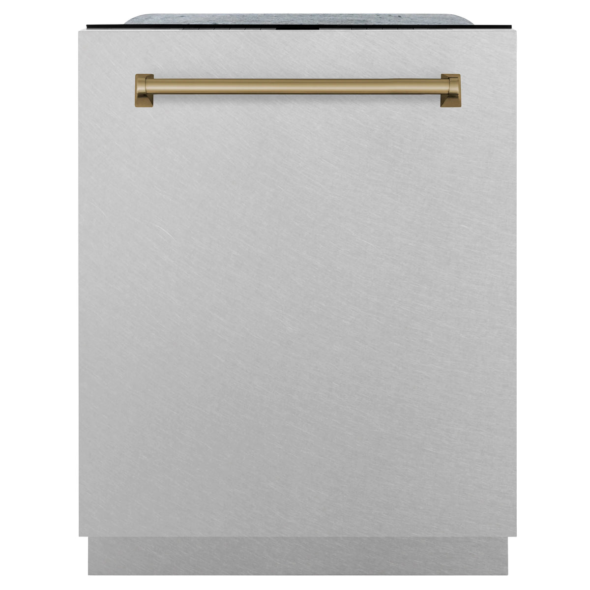 ZLINE - Autograph Edition 24&quot; 3rd Rack Top Touch Control Tall Tub Dishwasher in DuraSnow® Stainless Steel, Champagne Bronze Handle