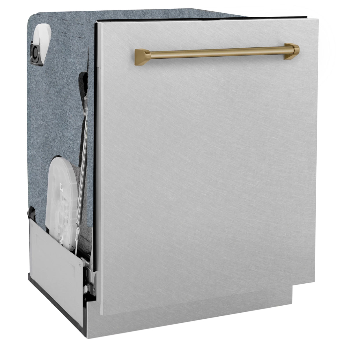 ZLINE - Autograph Edition 24&quot; 3rd Rack Top Touch Control Tall Tub Dishwasher in DuraSnow® Stainless Steel, Champagne Bronze Handle