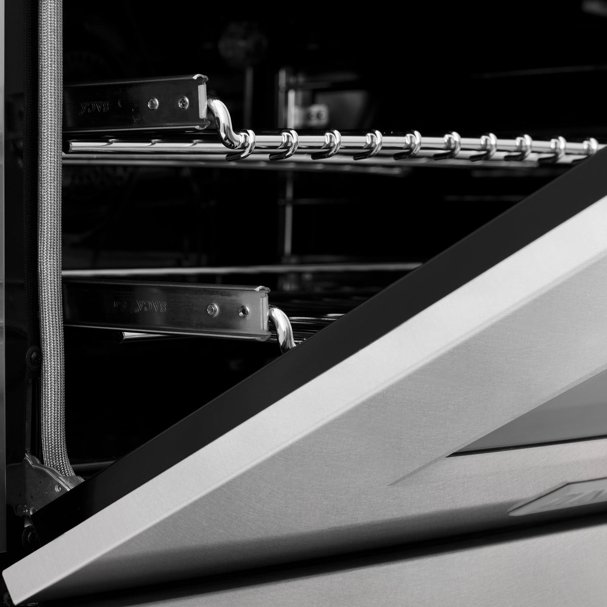 ZLINE - Autograph Edition 48 in. 6.0 cu. ft. Legacy Dual Fuel Range with 7 Burner Gas Cooktop and 2 Electric Ovens in Satin Stainless Steel and Champagne Bronze Accents