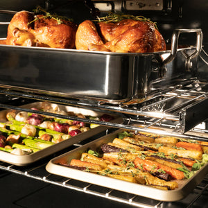 ZLINE - 30 in. Autograph Edition Professional True Convection Double Wall Oven with Air Fry and Self Clean in Satin Stainless Steel with Polished Gold Handles