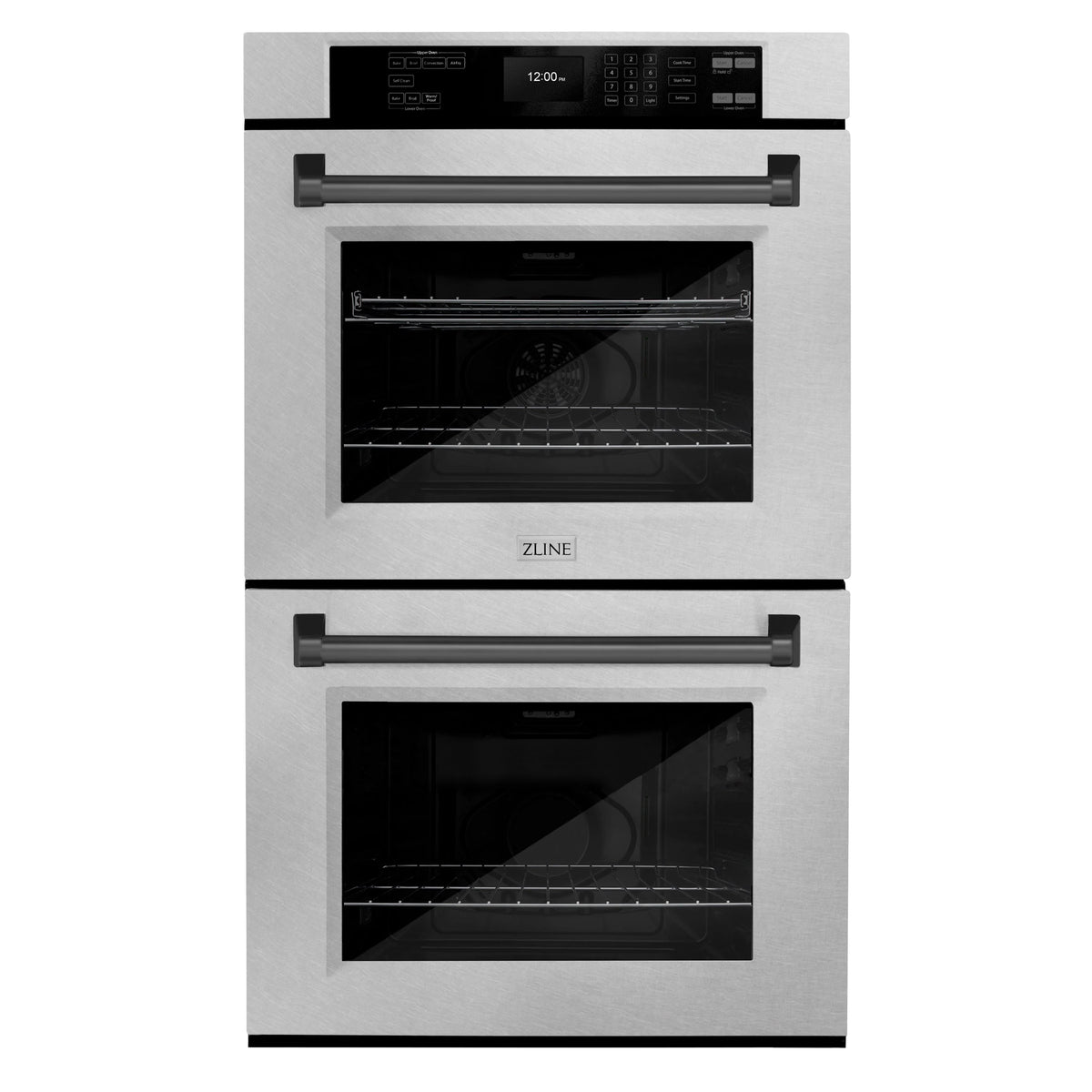 ZLINE - 30 in. Autograph Edition Professional True Convection Double Wall Oven with Air Fry and Self Clean in Satin Stainless Steel with Matte Black Handles