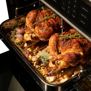 ZLINE - 30 in. Autograph Edition Professional True Convection Single Wall Oven with Air Fry and Self Clean in Satin Stainless Steel with Champagne Bronze Handle