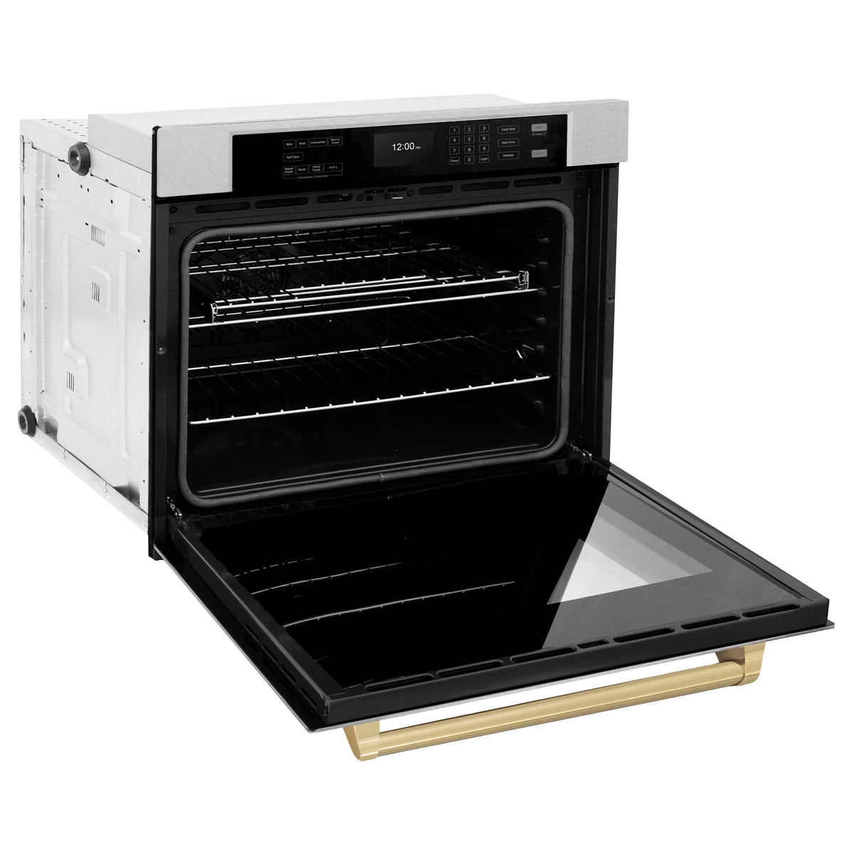 ZLINE - 30 in. Autograph Edition Professional True Convection Single Wall Oven with Air Fry and Self Clean in Satin Stainless Steel with Champagne Bronze Handle