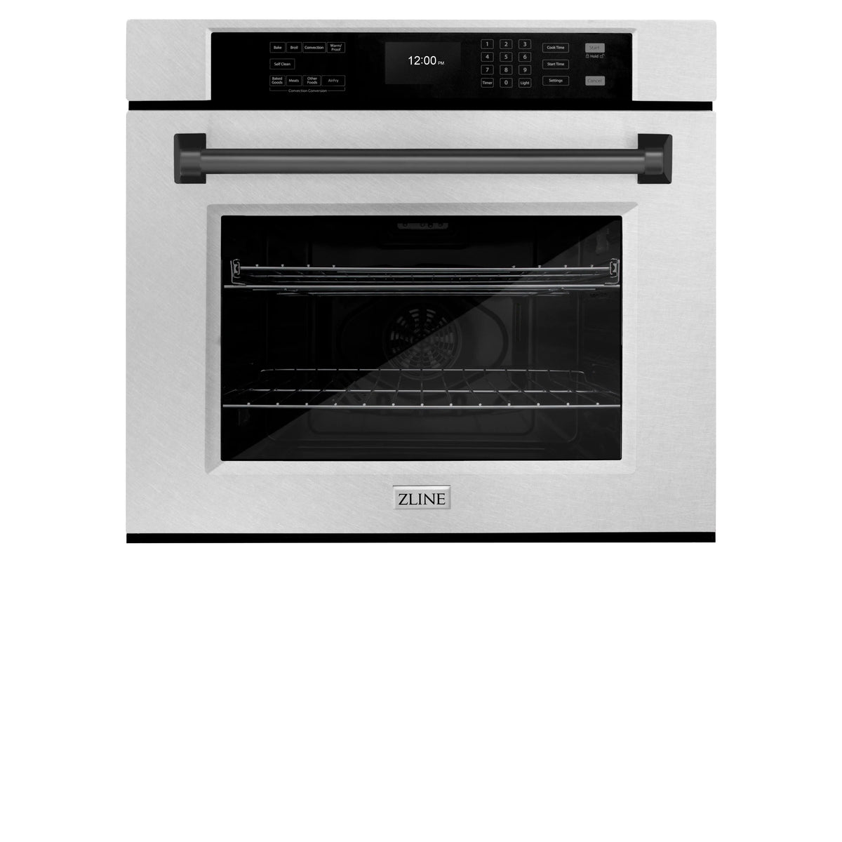 ZLINE - 30 in. Autograph Edition Professional True Convection Single Wall Oven with Air Fry and Self Clean in Satin Stainless Steel with Matte Black Handle