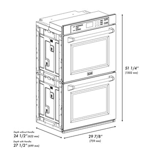ZLINE - 30 in. Autograph Edition Professional True Convection Double Wall Oven with Air Fry and Self Clean in Satin Stainless Steel with White Matte Doors and Champagne Bronze Handles