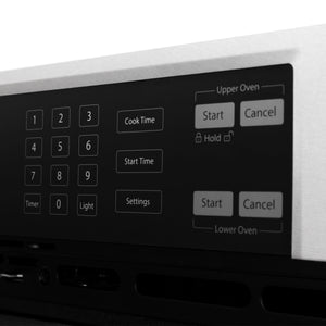 ZLINE - 30 in. Autograph Edition Professional True Convection Double Wall Oven with Air Fry and Self Clean in Satin Stainless Steel with White Matte Doors and Champagne Bronze Handles