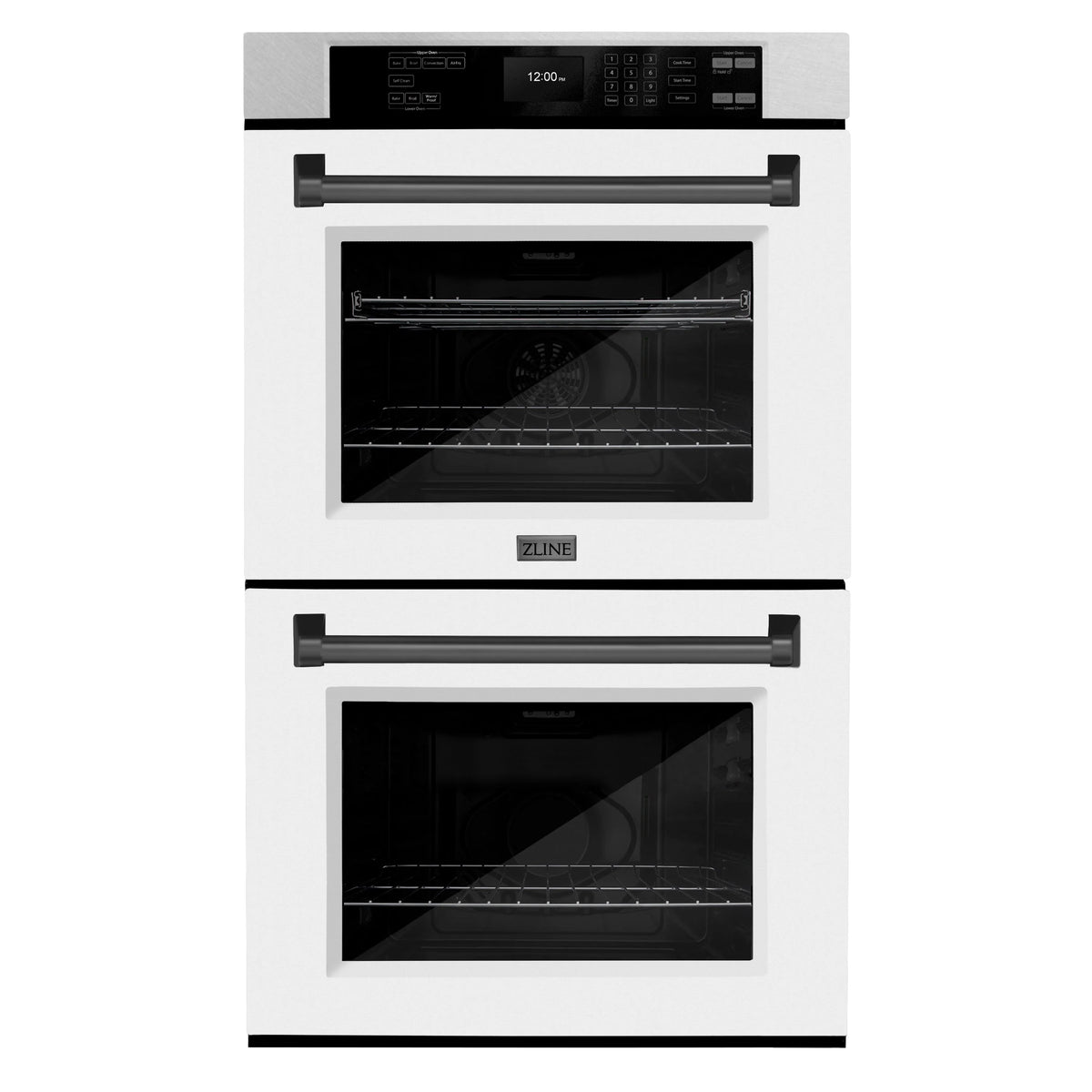 ZLINE - 30 in. Autograph Edition Professional True Convection Double Wall Oven with Air Fry and Self Clean in Satin Stainless Steel with White Matte Doors and Matte Black Handles