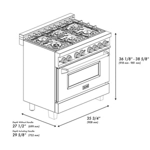 ZLINE - Autograph Edition 36 in. 4.6 cu. ft. Legacy Dual Fuel Range with 6 Burner Gas Cooktop and Electric Convection Oven in Satin Stainless Steel with White Matte Door and Polished Gold Accents