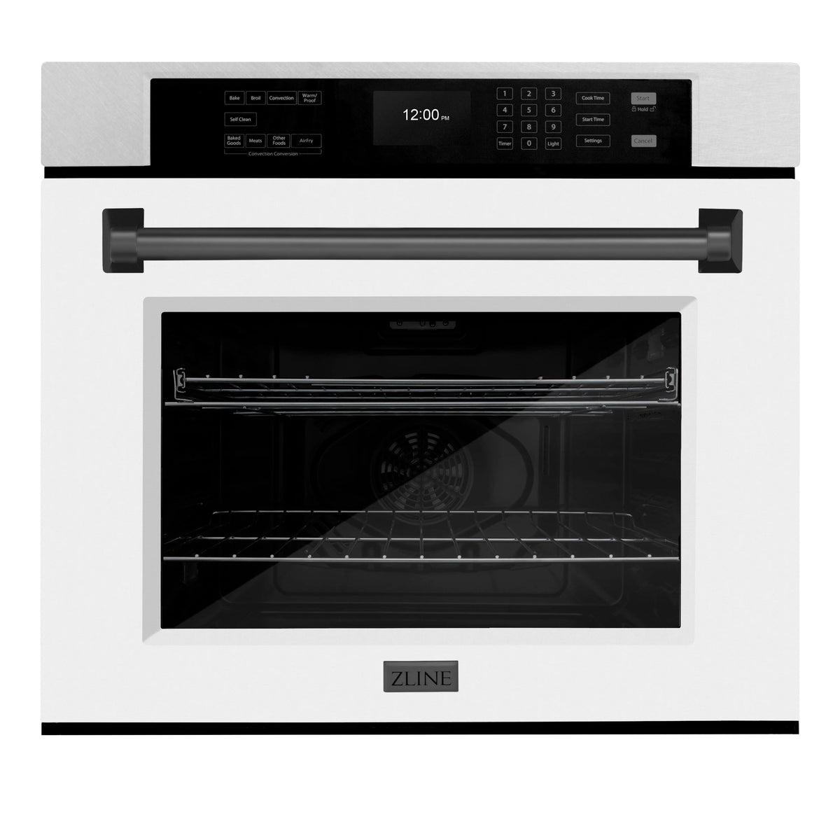ZLINE - 30 in. Autograph Edition Professional True Convection Single Wall Oven with Air Fry and Self Clean in Satin Stainless Steel with White Matte Door and Matte Black Handle