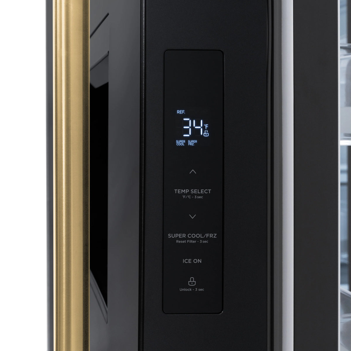 ZLINE - Autograph Edition 36 in. 28.9 cu. ft. Standard-Depth French Door External Water Dispenser Refrigerator with Dual Ice Maker in Black Stainless Steel and Polished Gold Handles (RSMZ-W-36-BS-G)