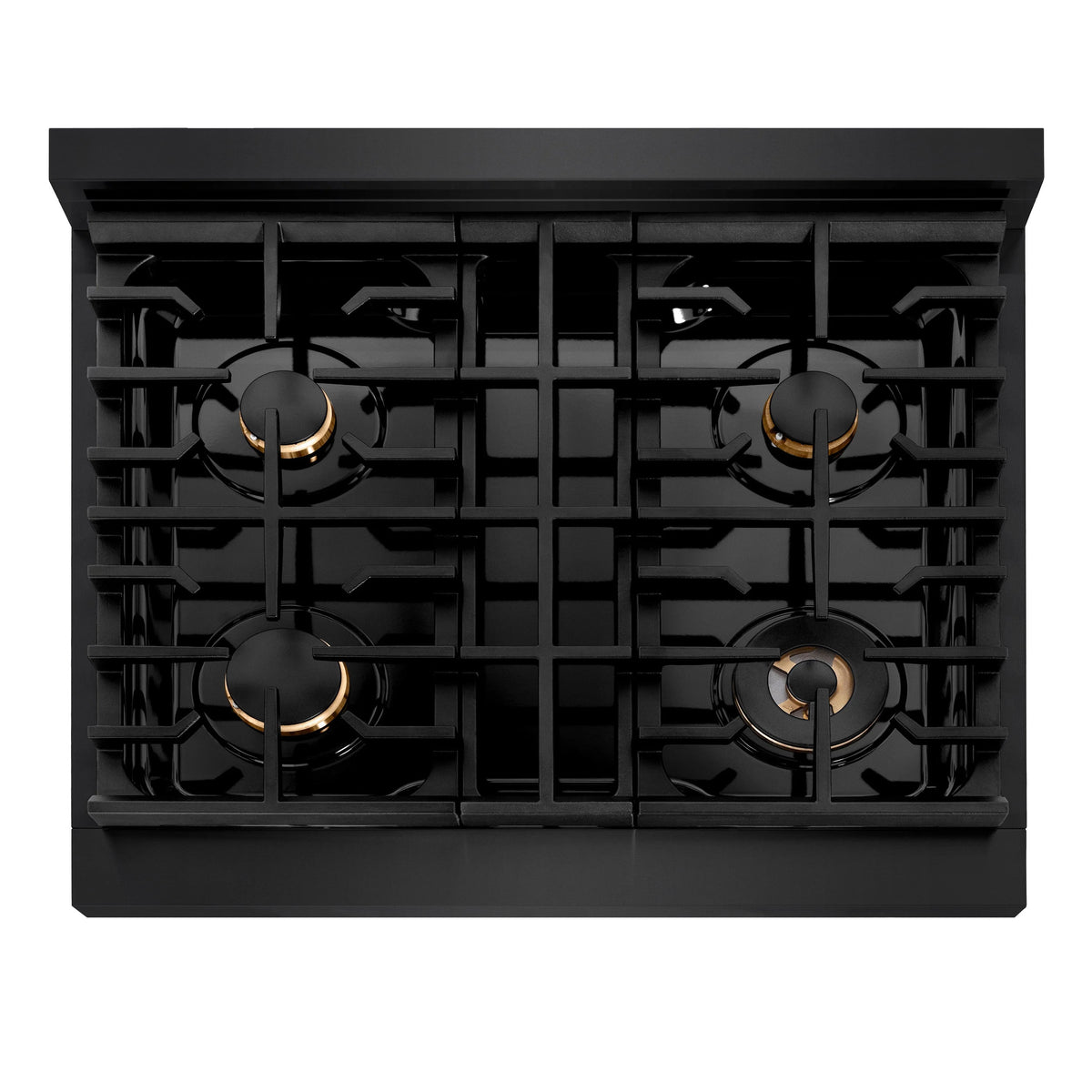 ZLINE - Autograph Edition 30 in. 4.2 cu. ft. Paramount Dual Fuel Range with 4 Burner Gas Cooktop and Electric Convection Oven in Black Stainless Steel with Champagne Bronze Accents