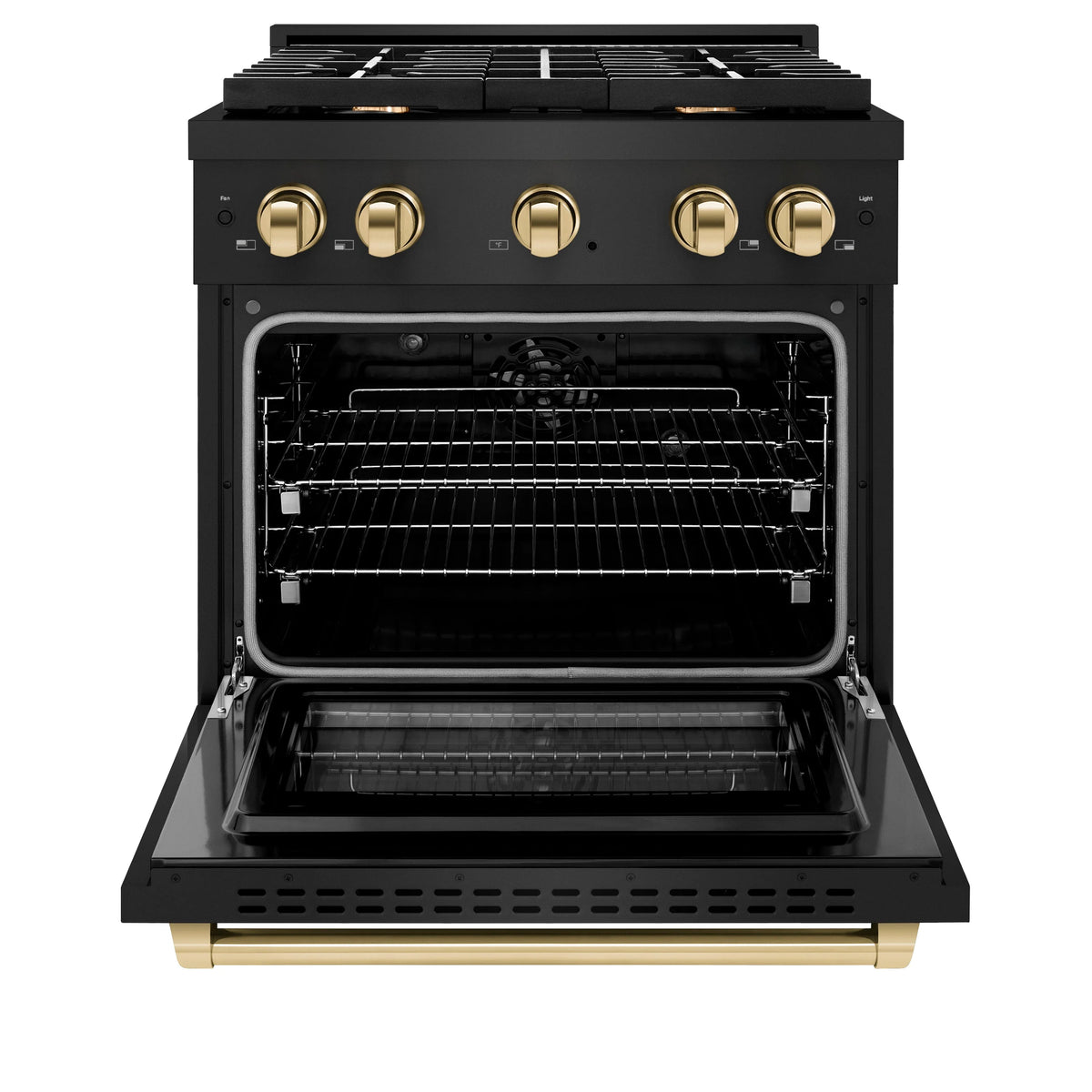 ZLINE - Autograph Edition 36 in. 5.2 cu. ft. Paramount Dual Fuel Range with 6 Burner Gas Cooktop and Electric Convection Oven in Black Stainless Steel with Champagne Bronze Accents