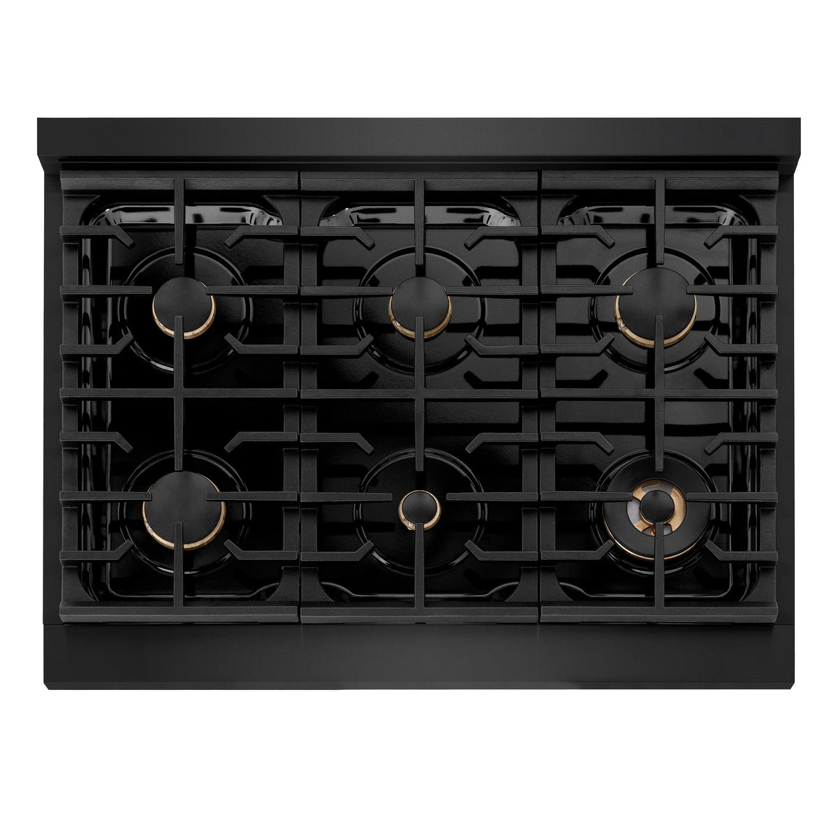 ZLINE - Autograph Edition 36 in. 5.2 cu. ft. Paramount Dual Fuel Range with 6 Burner Gas Cooktop and Electric Convection Oven in Black Stainless Steel with Polished Gold Accents