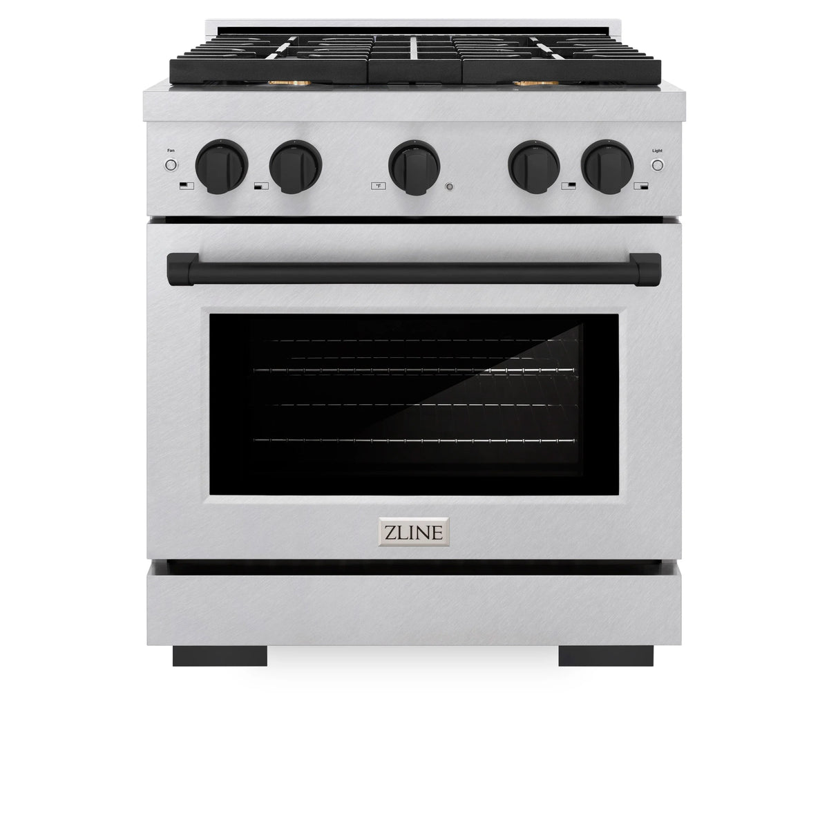ZLINE - Autograph Edition 30 in. 4.2 cu. ft. Paramount Dual Fuel Range with 4 Burner Gas Cooktop and Electric Convection Oven in Satin Stainless Steel with Matte Black Accents
