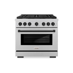 ZLINE - Autograph Edition 36 in. 5.2 cu. ft. Paramount Dual Fuel Range with 6 Burner Gas Cooktop and Electric Convection Oven in Satin Stainless Steel with Matte Black Accents