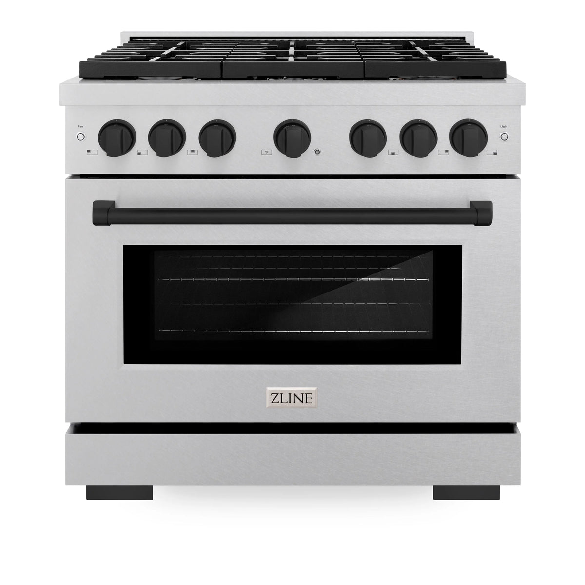 ZLINE - Autograph Edition 36 in. 5.2 cu. ft. Paramount Dual Fuel Range with 6 Burner Gas Cooktop and Electric Convection Oven in Satin Stainless Steel with Matte Black Accents