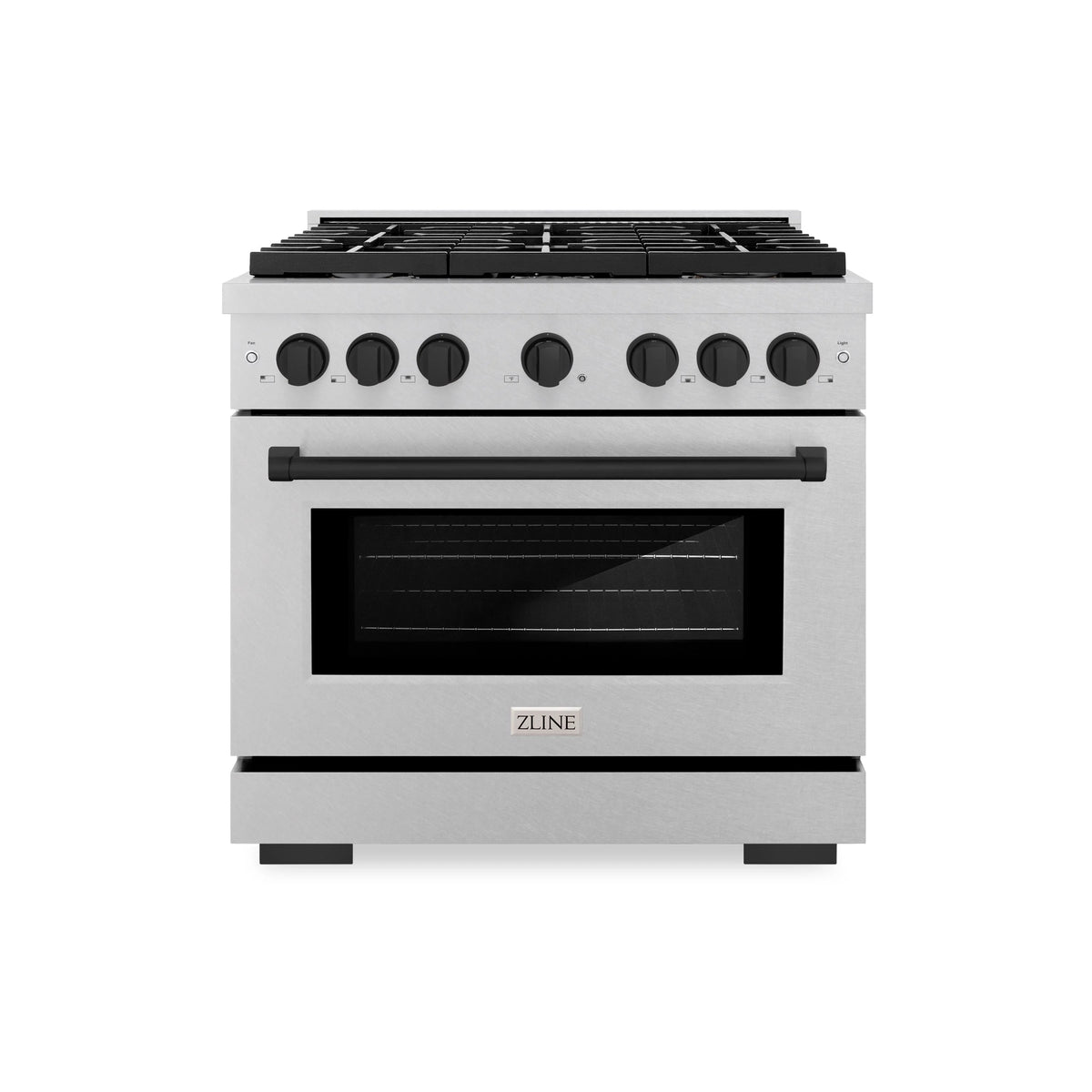 ZLINE - Autograph Edition 36 in. 5.2 cu. ft. Paramount Gas Range with 6 Burner Cooktop and Convection Gas Oven in Satin Stainless Steel and Matte Black Accents