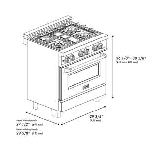 ZLINE - Autograph Edition 30 in. 4.0 cu. ft. Legacy Dual Fuel Range with 4 Burner Gas Cooktop and Electric Convection Oven in Satin Stainless Steel with White Matte Door and Champagne Bronze Accents