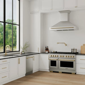 ZLINE - 48" Autograph Edition Stainless Steel Range Hood with Stainless Steel Shell and Champagne Bronze Handle (8654STZ-48-CB)
