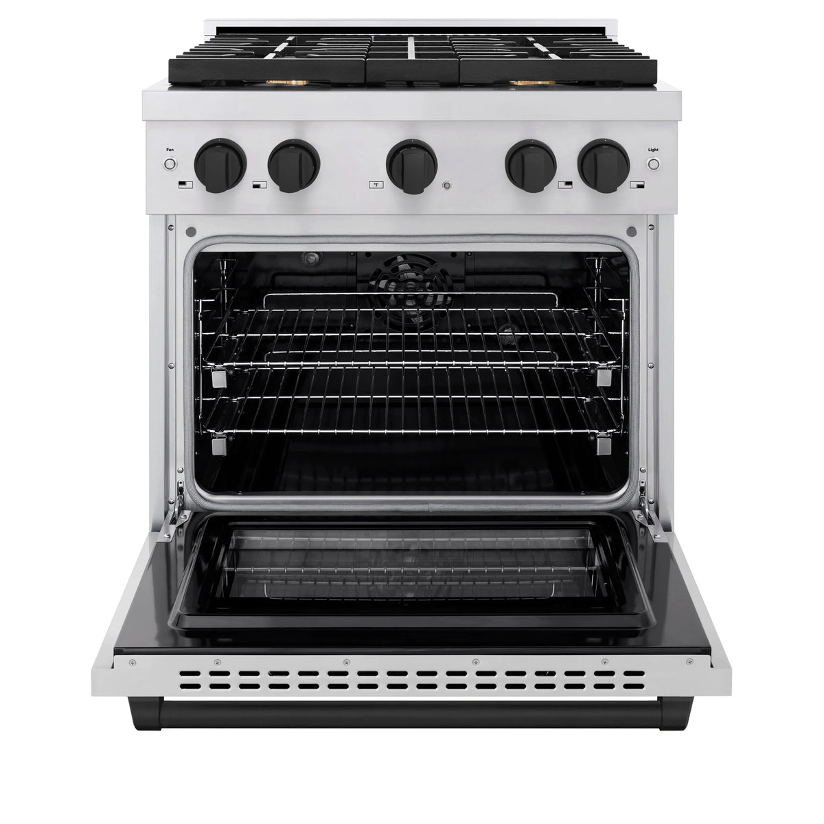 ZLINE - Autograph Edition 30 in. 4.2 cu. ft. Paramount Dual Fuel Range with 4 Burner Gas Cooktop and Electric Convection Oven in Stainless Steel with Matte Black Accents