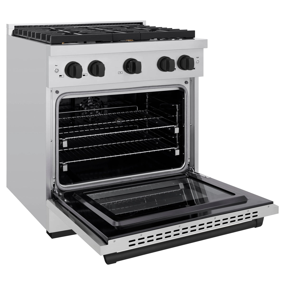 ZLINE - Autograph Edition 30 in. 4.2 cu. ft. Paramount Dual Fuel Range with 4 Burner Gas Cooktop and Electric Convection Oven in Stainless Steel with Matte Black Accents