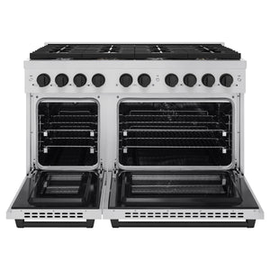 ZLINE - Autograph Edition 48 in. 6.7 cu. ft. Paramount Double Oven Dual Fuel Range with 8 Burner Gas Cooktop in Stainless Steel and Matte Black Accents