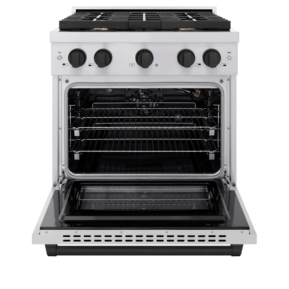 ZLINE - Autograph Edition 30 in. 4.2 cu. ft. Paramount Gas Range with 4 Burner Cooktop and Convection Gas Oven in Stainless Steel and Matte Black Accents