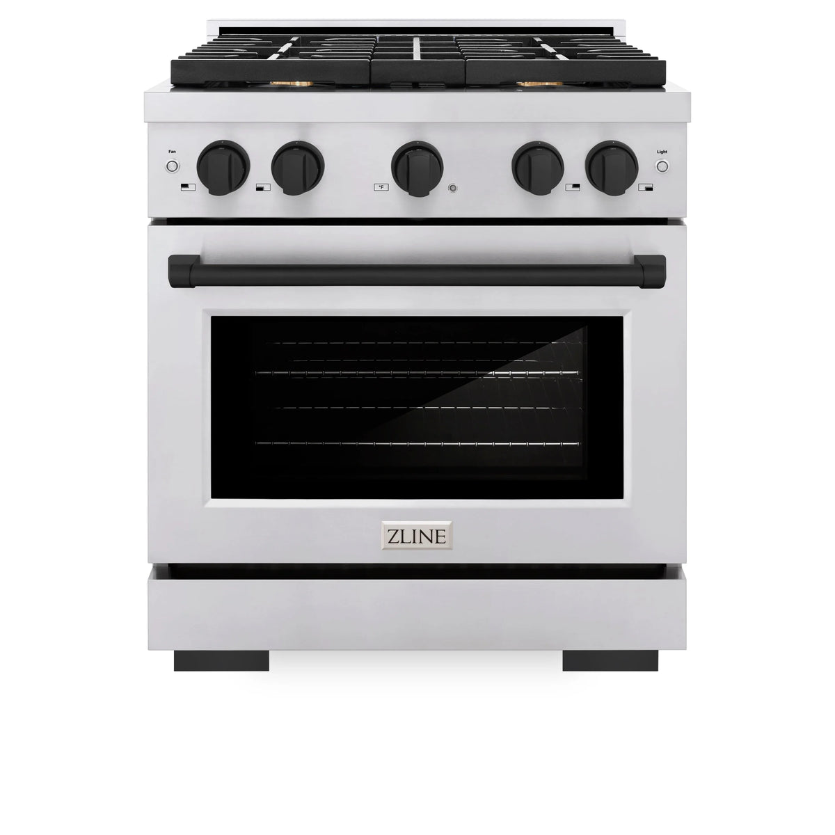 ZLINE - Autograph Edition 30 in. 4.2 cu. ft. Paramount Gas Range with 4 Burner Cooktop and Convection Gas Oven in Stainless Steel and Matte Black Accents