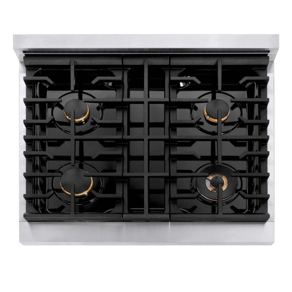 ZLINE - Autograph Edition 30 in. 4.2 cu. ft. Paramount Dual Fuel Range with 4 Burner Gas Cooktop and Electric Convection Oven in Stainless Steel with White Matte Door and Champagne Bronze Accents