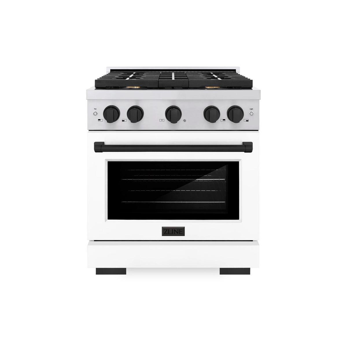ZLINE - Autograph Edition 30 in. 4.2 cu. ft. Paramount Dual Fuel Range with 4 Burner Gas Cooktop and Electric Convection Oven in Stainless Steel with White Matte Door and Matte Black Accents
