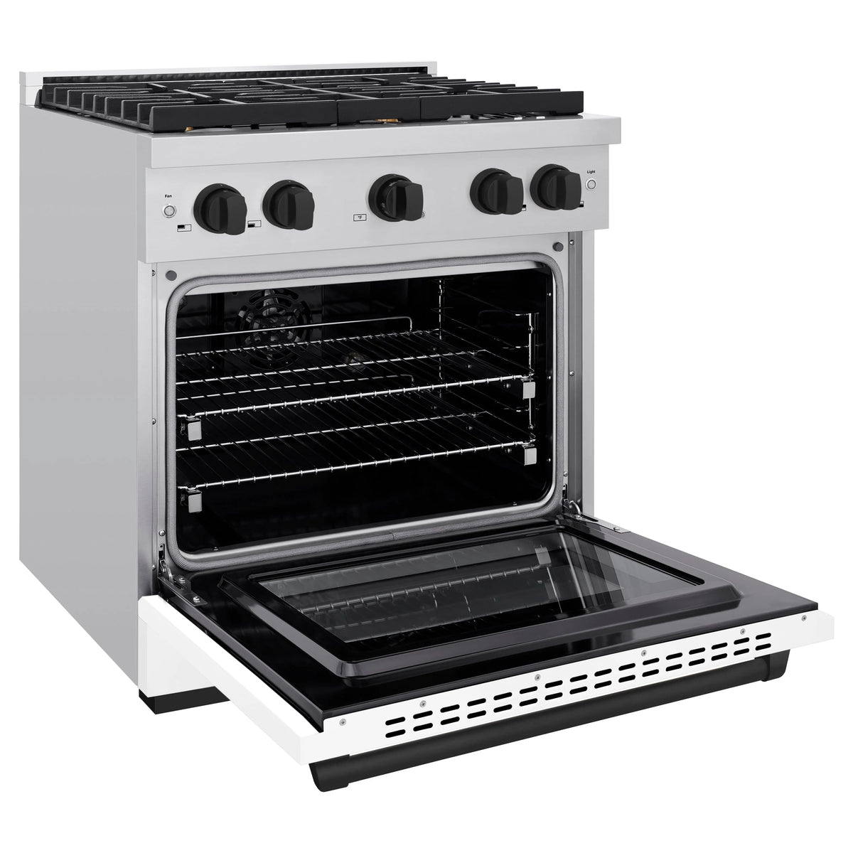 ZLINE - Autograph Edition 30 in. 4.2 cu. ft. Paramount Dual Fuel Range with 4 Burner Gas Cooktop and Electric Convection Oven in Stainless Steel with White Matte Door and Matte Black Accents