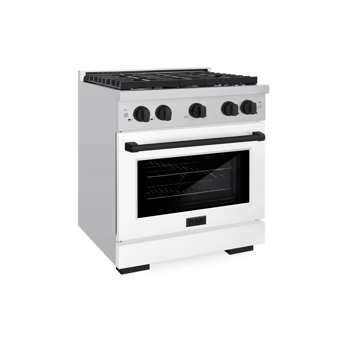 ZLINE - Autograph Edition 30 in. 4.2 cu. ft. Paramount Dual Fuel Range with 4 Burner Gas Cooktop and Electric Convection Oven in Stainless Steel with White Matte Door and Matte Black Accents