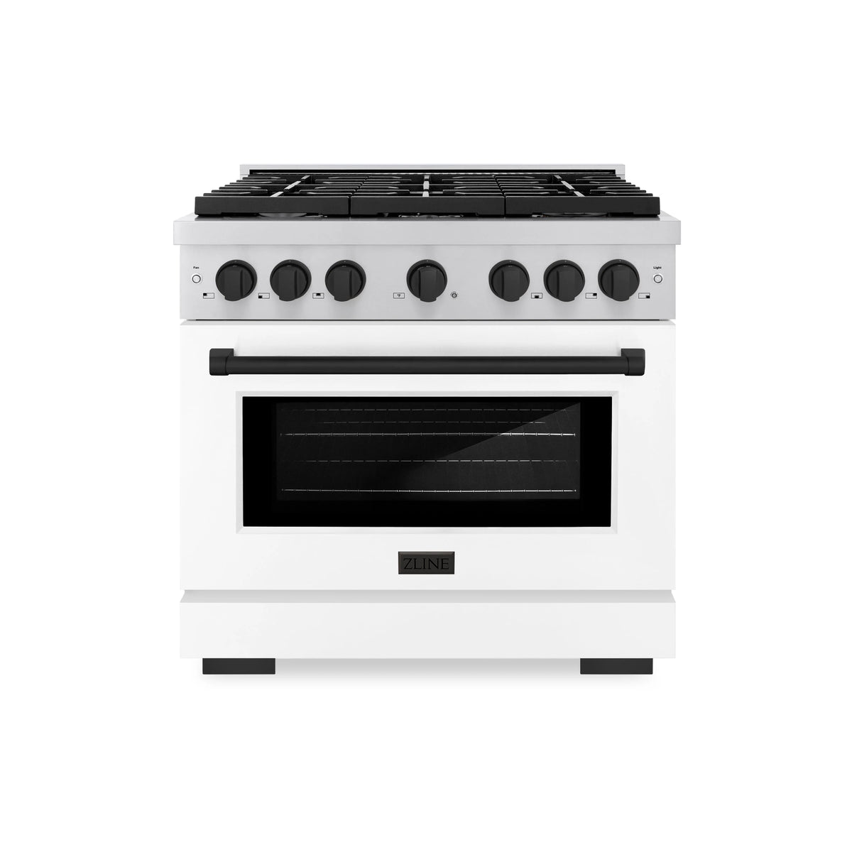 ZLINE - Autograph Edition 36 in. 5.2 cu. ft. Paramount Dual Fuel Range with 6 Burner Gas Cooktop and Electric Convection Oven in Stainless Steel with White Matte Door and Matte Black Accents