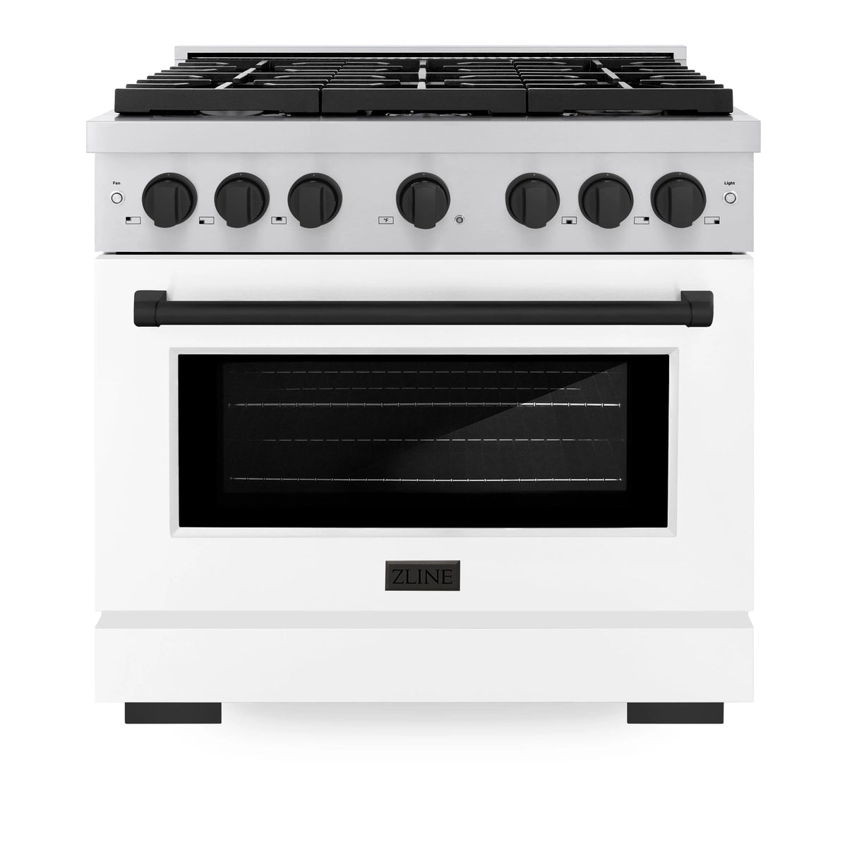 ZLINE - Autograph Edition 36 in. 5.2 cu. ft. Paramount Dual Fuel Range with 6 Burner Gas Cooktop and Electric Convection Oven in Stainless Steel with White Matte Door and Matte Black Accents