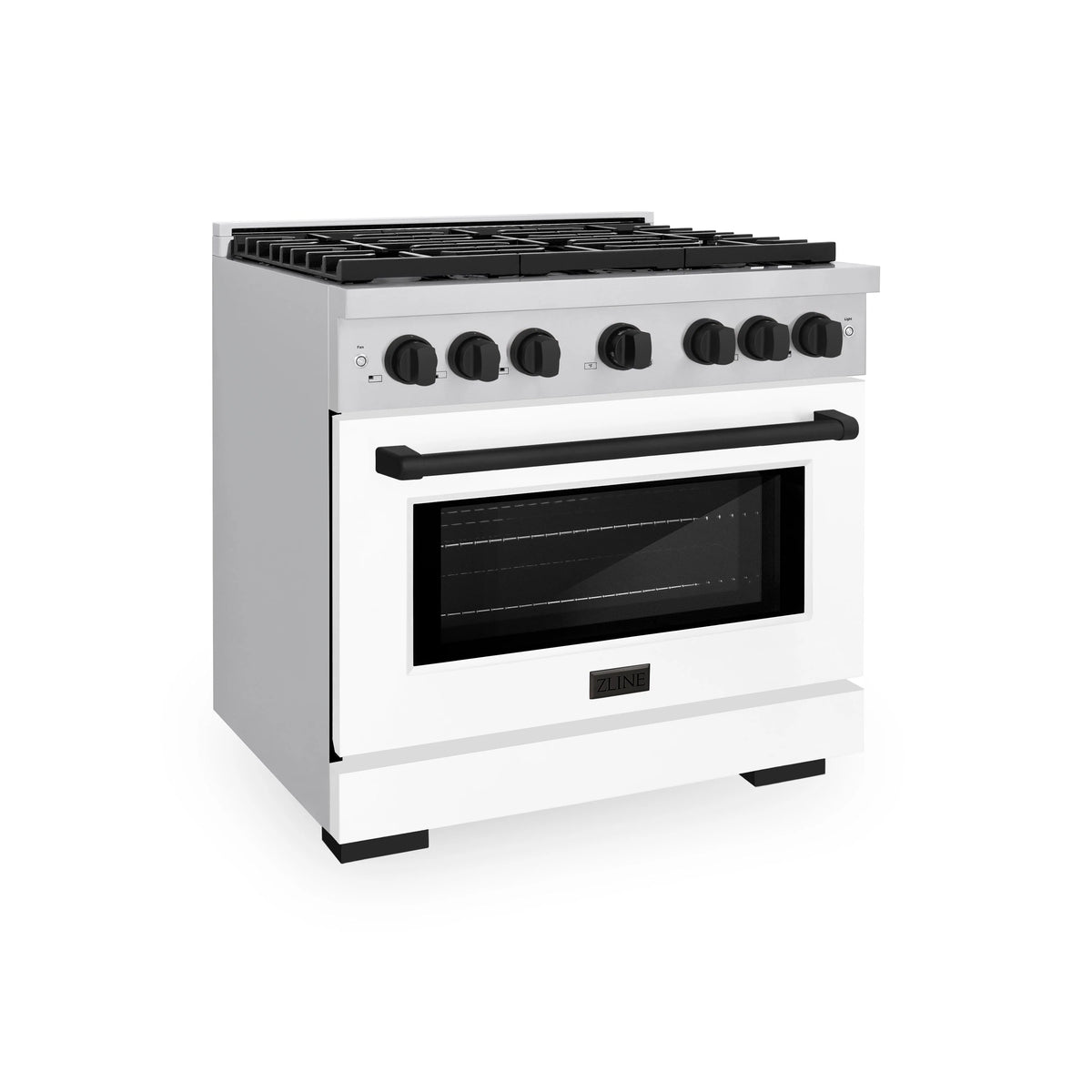 ZLINE - Autograph Edition 36 in. 5.2 cu. ft. Paramount Dual Fuel Range with 6 Burner Gas Cooktop and Electric Convection Oven in Stainless Steel with White Matte Door and Matte Black Accents