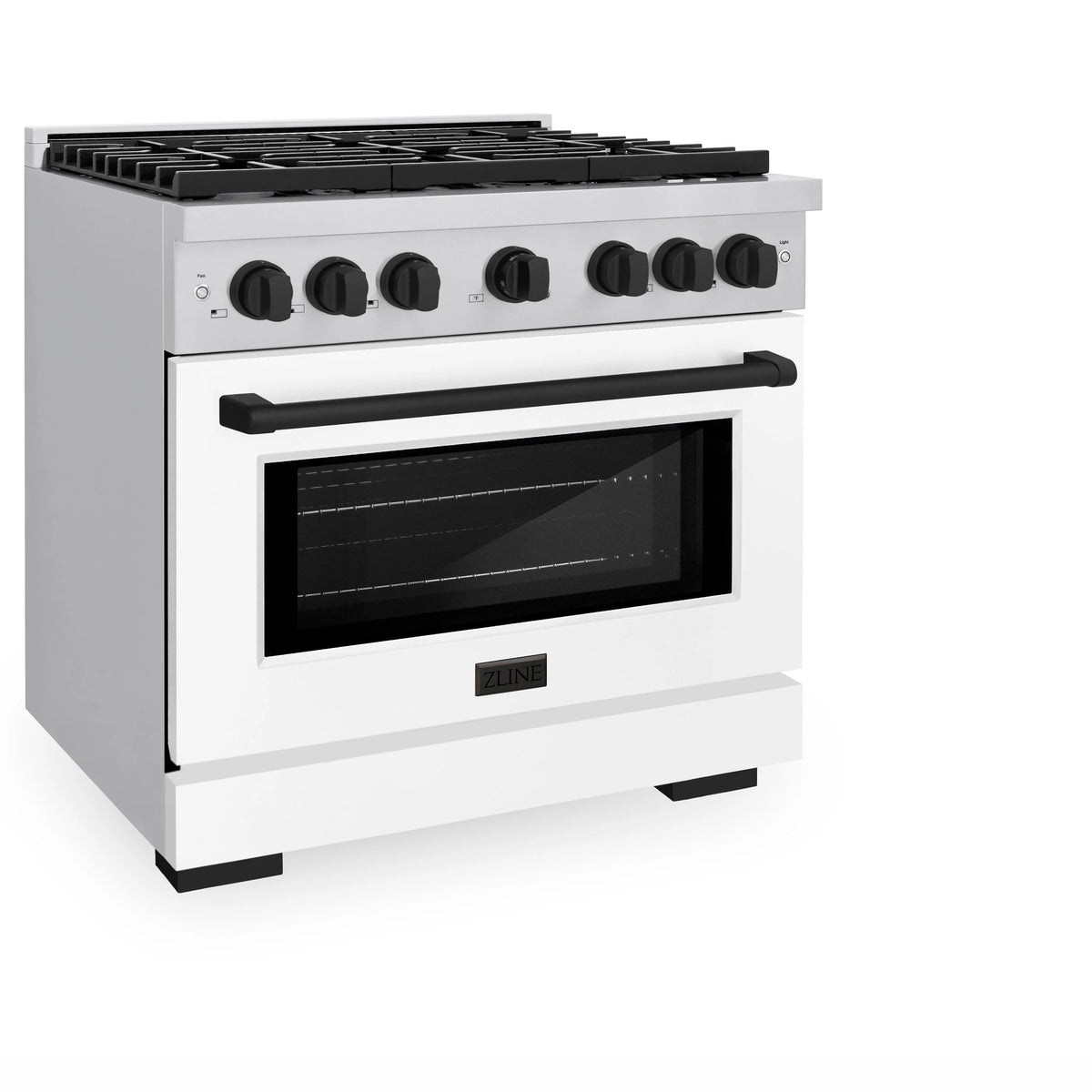 ZLINE - Autograph Edition 36 in. 5.2 cu. ft. Paramount Dual Fuel Range with 6 Burner Gas Cooktop and Electric Convection Oven in Stainless Steel with White Matte Door and Matte Black Accents